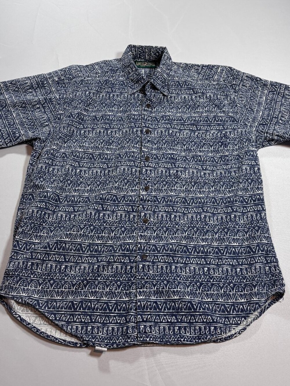 Vintage American Eagle Abstract Cotton Button Down Shirt Short Sleeve 90s Men M